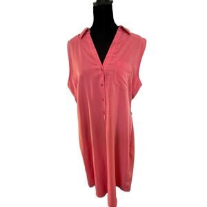 The Limited V-neck Shirt Dress Buttons L Coral Elegant Casual Spring NO BELT